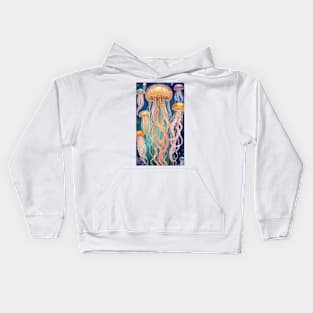 Gustav Klimt's Ethereal Dance: Inspired Jellyfish Illustration Kids Hoodie